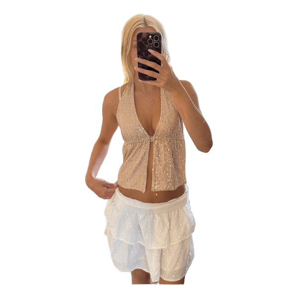Beige paljettitoppi