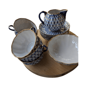 Lomonosov verkko  tea set (6 cups+ 6 saucer plates + sugar bowl + milk jug)
