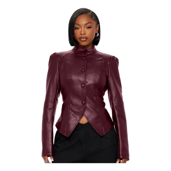 Fashion nova Burgundy faux leather jacket