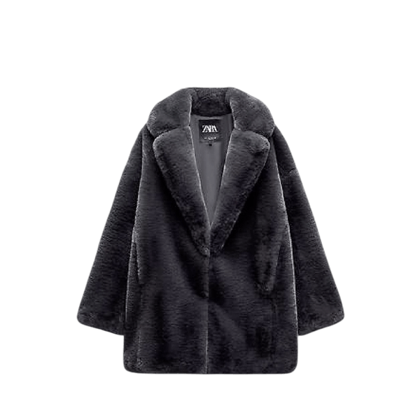 Zara grey faux fur coat