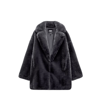Zara grey faux fur coat