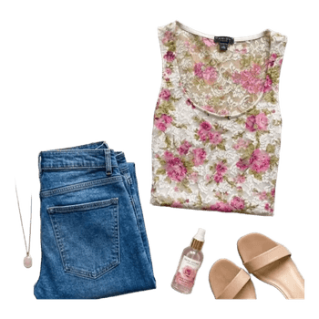 Amisu romantic lace blouse with roses (L).