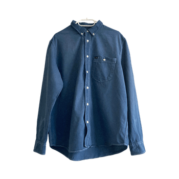 Lee Relaxed Fit Dark Blue 100% Cotton Button Down Shirt Men’s Size L Casual