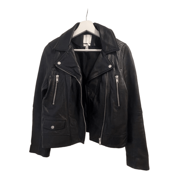H&M musta nahkainen biker takki, koko 34 (36)