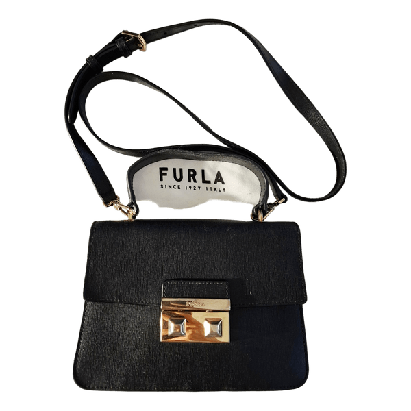 FURLA black leather crossbody bag
