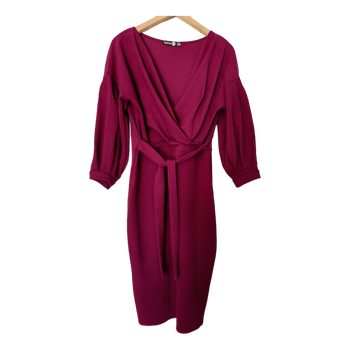Boohoo wine red wrap dress