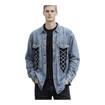 Haruldasema disainiga vintage John Baner denim särk.