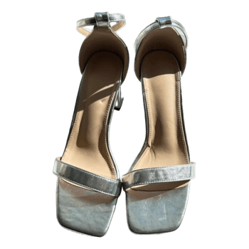 Silver block heel sandals
