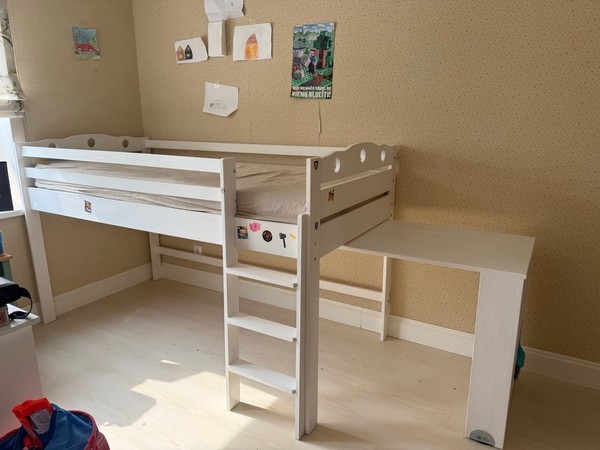 White loft bed