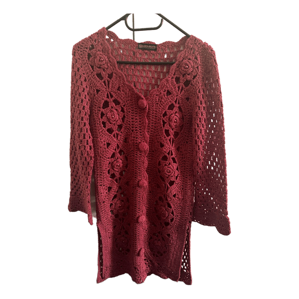 Rød hæklet cardigan