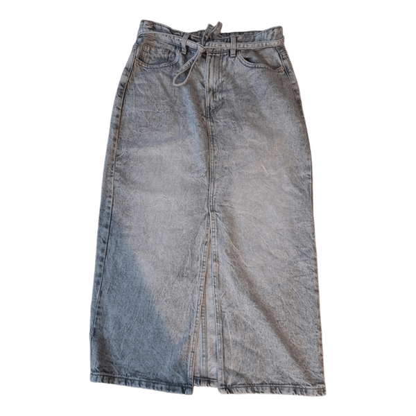 Grey denim maxi skirt