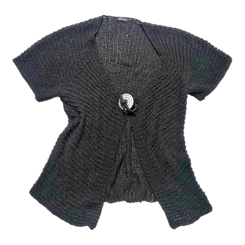Black knit short-sleeve cardigan