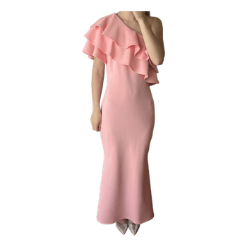 Pink ruffled maxi dress
