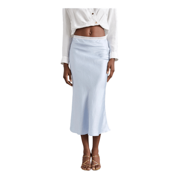 Sandro blue linen midi skirt