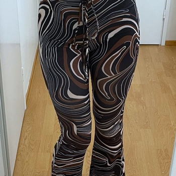Ruskea kuviolliset bootcut-housut S – retro / club / bile