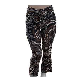 Ruskea kuviolliset bootcut-housut S – retro / club / bile