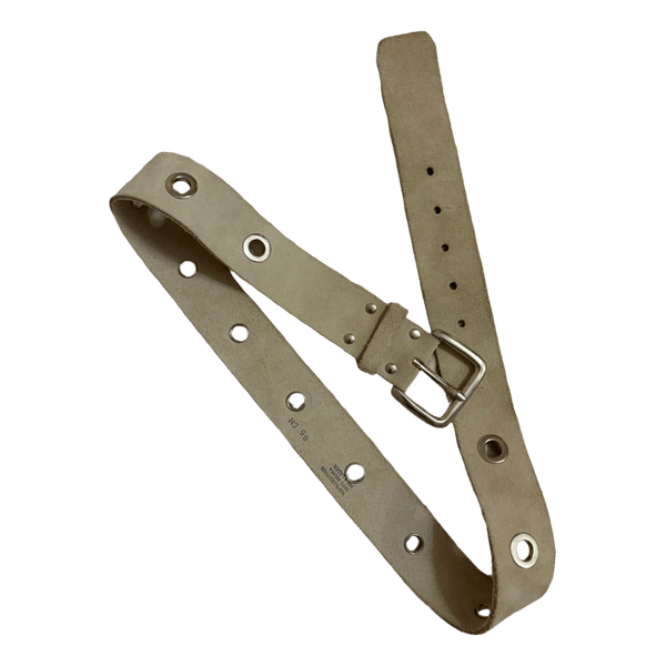 Beige suede eyelet belt leather