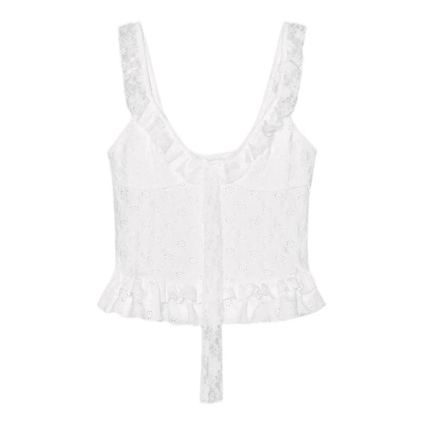 White ruffle top