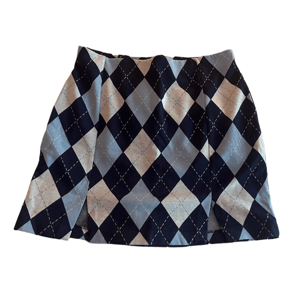 Blue argyle mini skirt