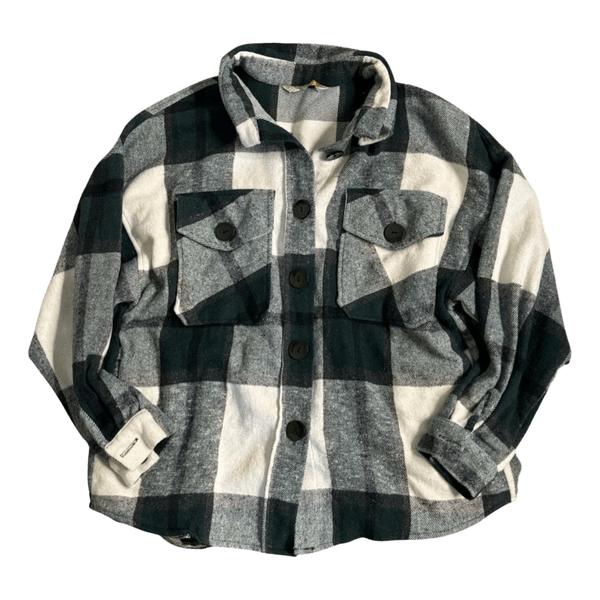 Green and white plaid shirt