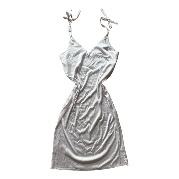 White satin slip dress