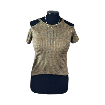Kultainen off shoulder -paita, joustava materiaali
