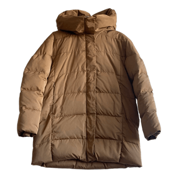 Mango MNG Womens Oversized Down Jacket Brown Hooded Puffer Coat Size S