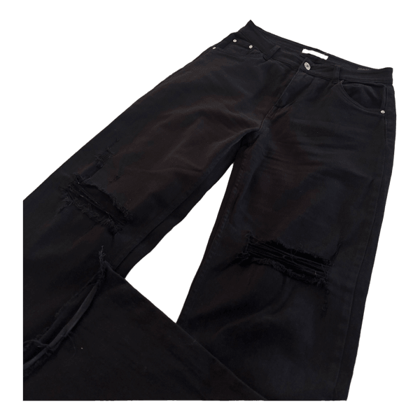 Black distressed denim jeans