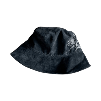 Grey embroidered bucket hat