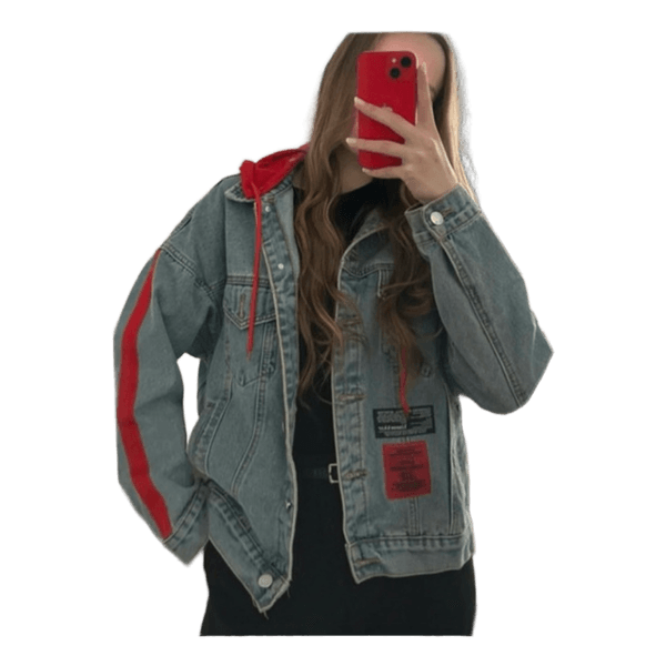 Denim jacket with hood