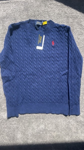 Pull torsadé bleu marine RL