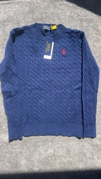Pull torsadé bleu marine RL