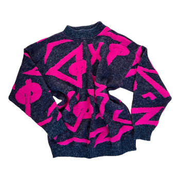 Black pink patterned sweater