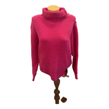 Pink ribbed turtleneck sweater
