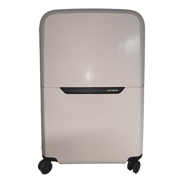 Samsonite light pink checked-in suitcase