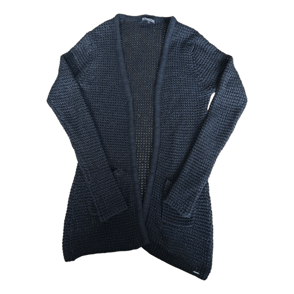 Black open knit cardigan