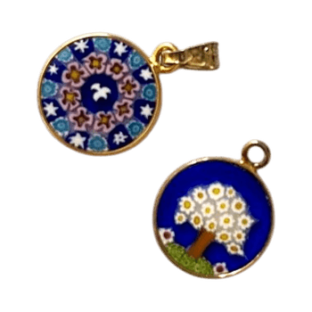 Round floral enamel pendants