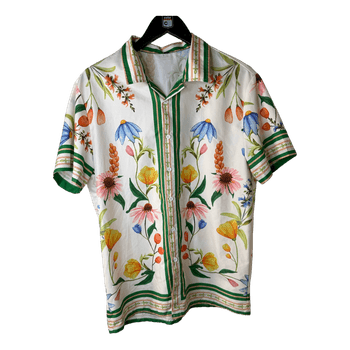 Gėlėti balti marškiniai