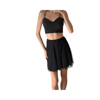 Black mesh overlay skirt