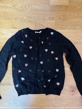Black sequin heart cardigan
