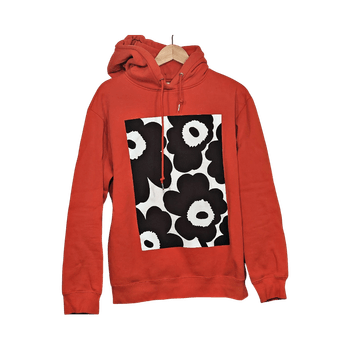 Marimekko Runoja punainen huppari Koko Reilu S 