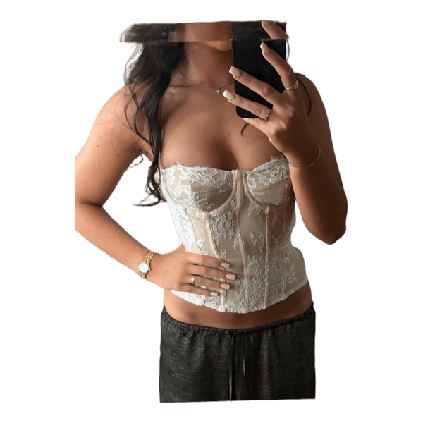 Beige lace corset top