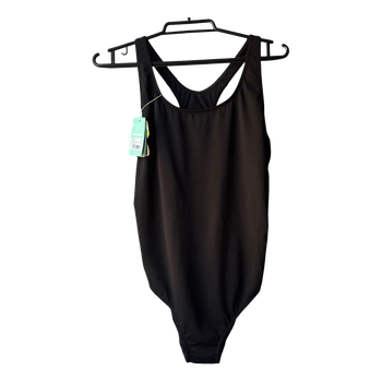 Black powerback one-piece swimsuit