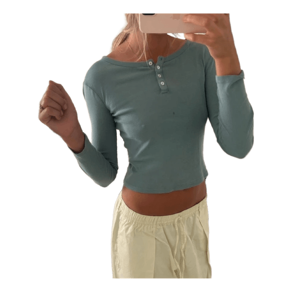 Blå langærmet henley top