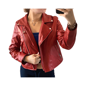 Red faux leather biker jacket