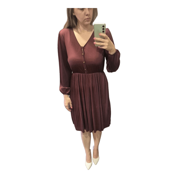 Burgundy pleated dress