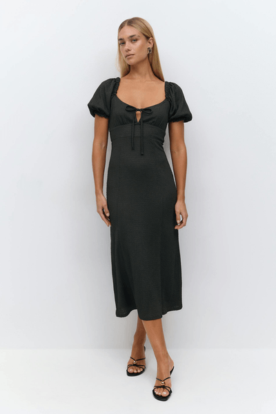 Puff sleeve midi dress