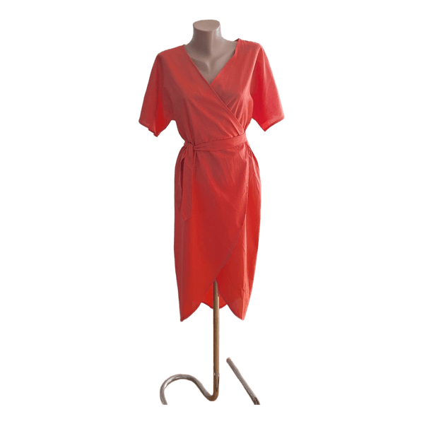 Orange wrap midi dress
