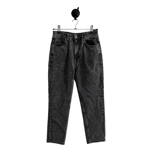 Black acid wash mom jeans