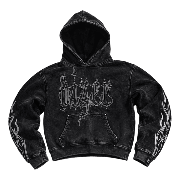 Black washed graphic hoodie
